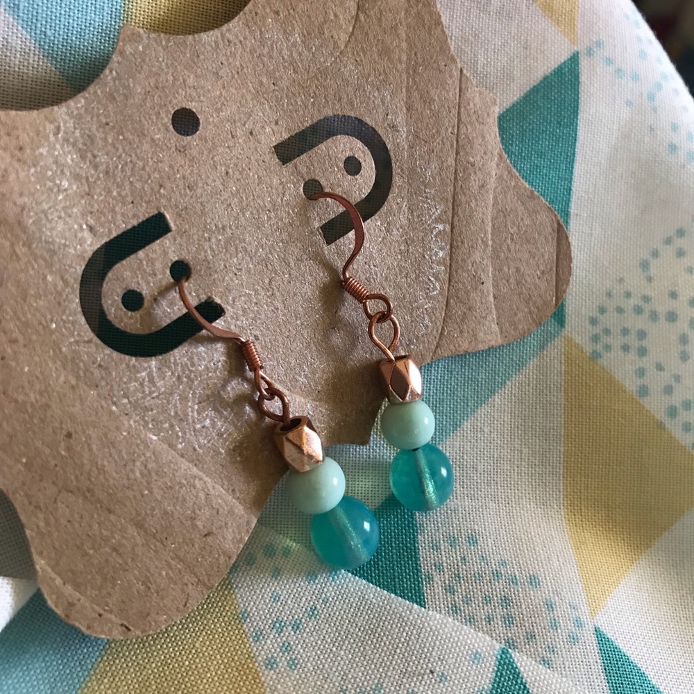 Cute earrings turquoise & rose gold